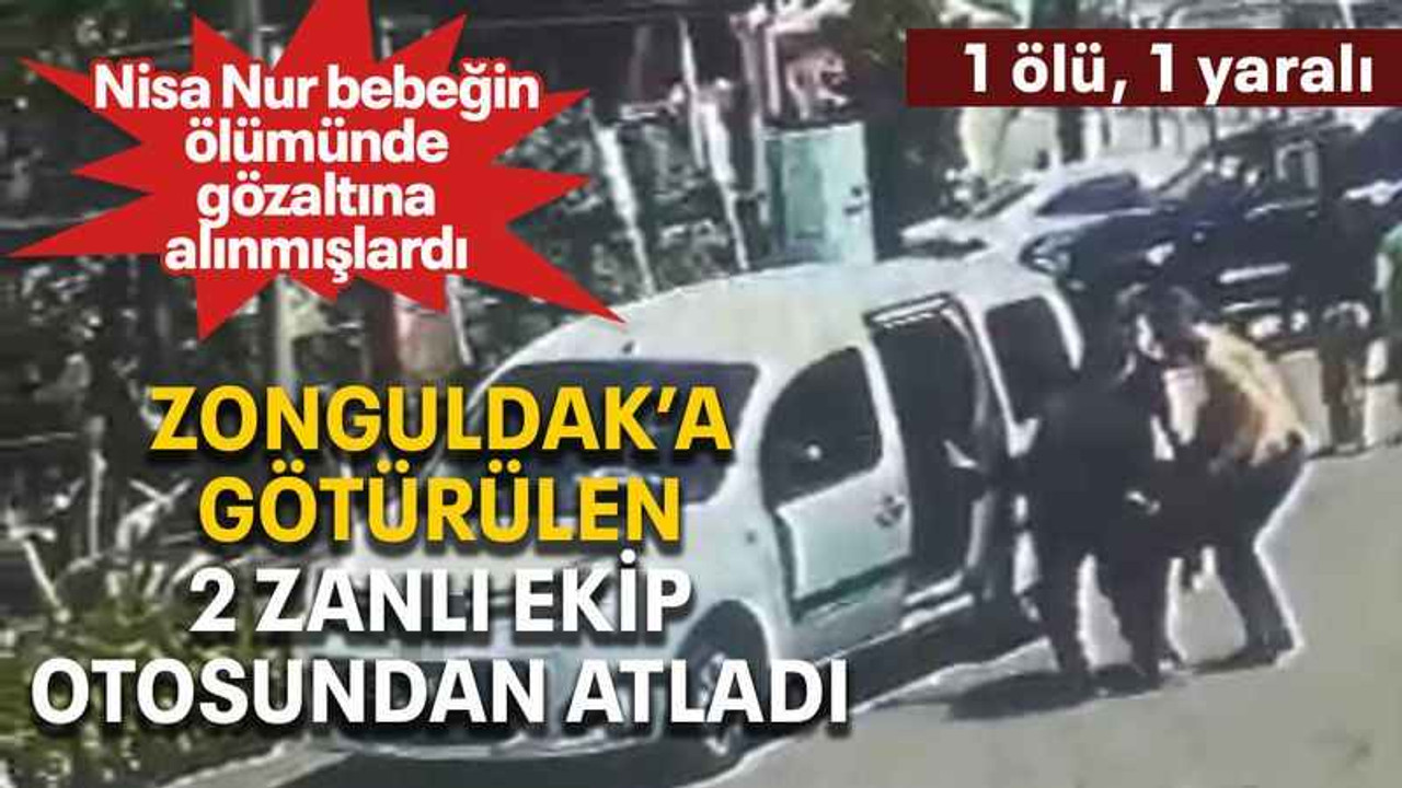 Zonguldak’a götürülen 2 zanlı ekip otosundan atladı